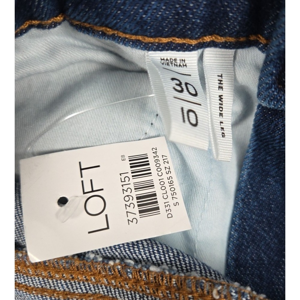 Loft The Wide Leg Jeans Womens 10 High Rise Stretch Flare 30x30 with Belt NEW - Picture 8 of 13